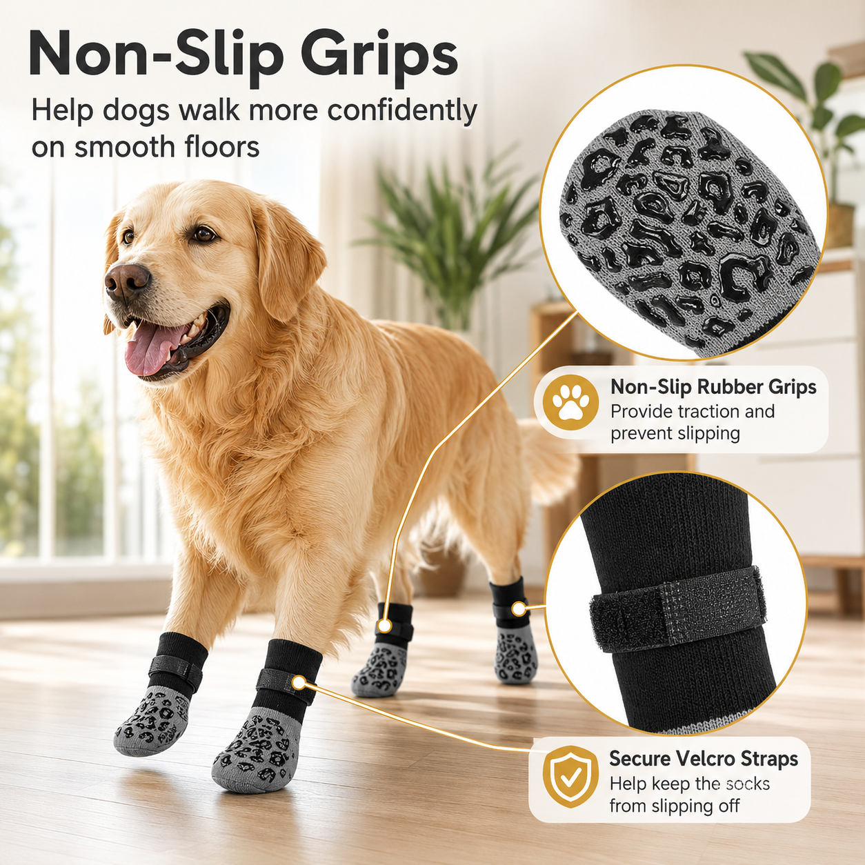 Steadypaws Grip Socks — Non-Slip Paw Grips for Senior Dogs (4-Pack)